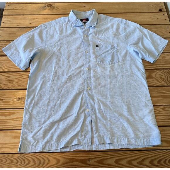Quicksilver Short Sleeve Button Up Shirt Size Large Men’s Blue - Picture 1 of 7